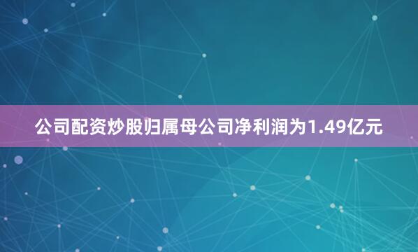 公司配资炒股归属母公司净利润为1.49亿元