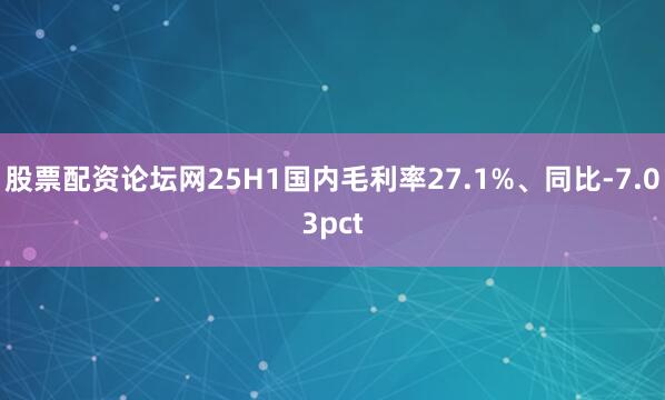 股票配资论坛网25H1国内毛利率27.1%、同比-7.03pct